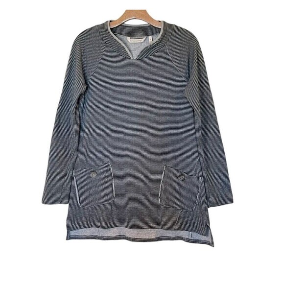 Soft Surroundings Gray Striped Vneck Tunic Size Large - Picture 1 of 8